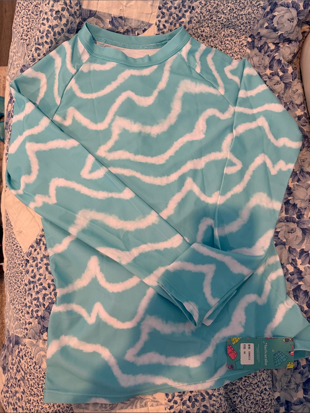 Women’s Aqua Tie-Dye Long Sleeve Swim Coverup